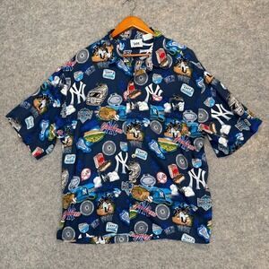 Vintage Lee Sport NY Yankees Hawaiian Shirt Mens XL - 2XL‎ ? 90s Rare NYC Aloha